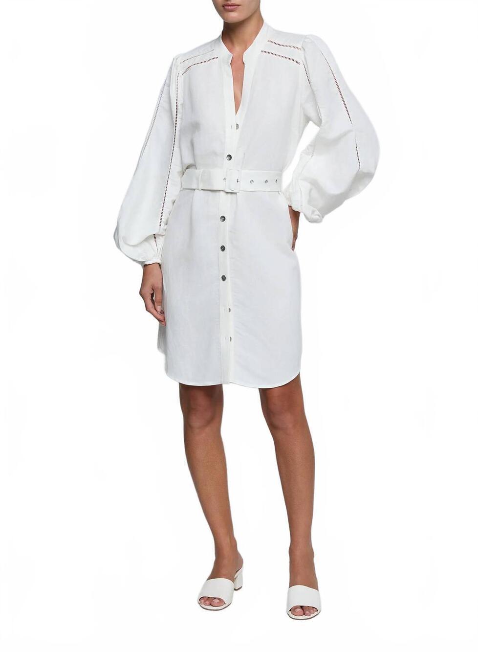NEW L'AGENCE women's kiersten long sleeve dress in white